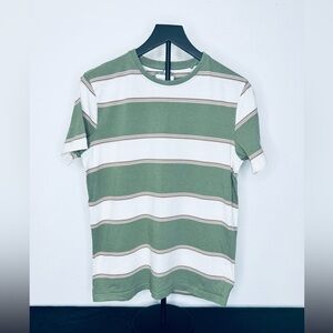 Cactus Men's Green and White Striped Tee